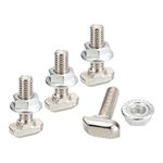 sourcing map M6x20mm T Slot Drop-in Bolt and M6 Hexagon Flange Nut Set, 20 Sets Hammer Head T-Bolt T Shape Stud Sliding Screw for European Standard 30 Series Aluminum Profile