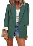 YMING Ladies Office Work Blazer Jacket Long Sleeve Blazer Tailored Spring Suits Solid Lapel Suit Green XXL