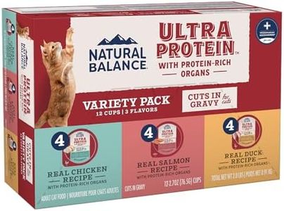 Natural Balance Ultra Protein Wet Cat Food Cuts in Gravy, Variety Pack with Protein-Rich Organs for Cats, Organ Cat Food with High Protein - 2.7oz. Case of 12