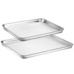 Zacfton 2 Pieces Stainless Steel Toaster Oven Pans, Baking Sheets for Oven Cookie Sheets, 16Inch & 12Inch Baking Pans, Non Stick & Heavy Duty & Mirror Finish & Rust Resistant & Easy Clean