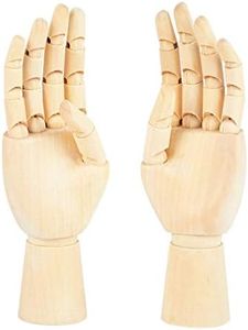 POPETPOP 2pcs Wooden Hand Model Wood Mannequin Hand Flexible Movable Fingers Manikin Hand Figure for Arts Drawing Sketching Painting