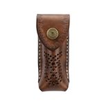 TOURBON Rustic Leather Folding Knife Pouch Clip on Pocket Tool Holder with Snap Closure