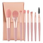 Sloane Brushes with Bag, 8PCS Professional Makeup Brush Set, Travel Size Cosmetic Brushes Kit for Face Foundation Blush Eye Shadow, Wooden Handle Synthetic Bristle (Multicolor)