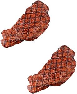 LONG XIN SERIES 2Pcs Simulated Food Steak Artificial Lifelike Steak Fake Cooked Roast Beef Meat Model for Home Kitchen Cabinet Desk Shops Party Decor Sample Display Photography Props