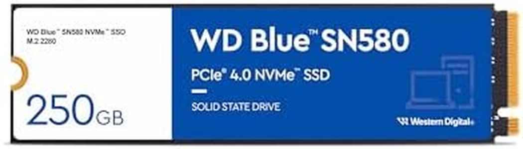 Western Digital 250GB WD Blue SN580 NVMe Internal Solid State Drive SSD - Gen4 x4 PCIe 16Gb/s, M.2 2280, Up to 4,000 MB/s - WDS250G3B0E