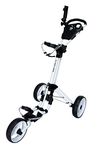 QWIK-FOLD 3 WHEEL GOLF TROLLEY PUSH PULL GOLF CART - FOOT BRAKE - ONE SECOND TO OPEN & CLOSE! (White/White)