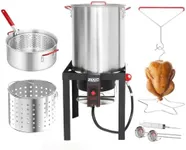 NUUK 30QT Turkey Fryer & 10QT Fish Fryer Combo Kit with CSA Approved 50,000BTU Burner with Auto Ignition System and 10PSI Regulator