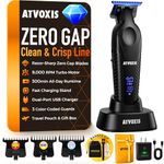 Zero Gap 9,000 RPM Brushless Professional T Blade Trimmer for Men: Cordless Hair/Beard Clipper Edger Liner Outliner with LED Display 300min Runtime Fast Charging Stand Travel Pouch