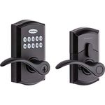 Kwikset SmartCode 955 Keypad Electronic Lever Door Lock Deadbolt Alternative with Pembroke Door Handle Lever Featuring SmartKey Security in Iron Black