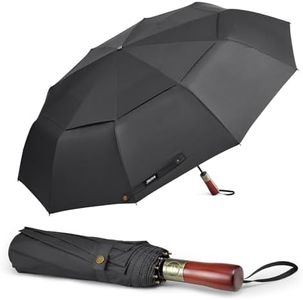 G4Free 54 inch Large Compact Windproof Golf Umbrella for Rain Oversized Auto Open Close Folding Travel Umbrella 10 Ribs Vented Double Canopy Umbrella for Women Men (Black)