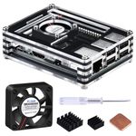 GeeekPi Acrylic Case for Raspberry Pi 3 Model B, Raspberry Pi 3B+ Case with Fan,Raspberry Pi 9-layers Case for Raspberry Pi 3 Model B+, Raspberry Pi 3/2 Model B (Black&Clear)