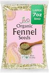 Jiva Organic Fennel Seeds 7 Oz Bag - Non-GMO, Certified, Vegan - Resealable Bag - Product of India