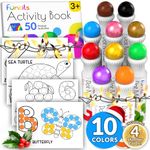 Funcils 10 Washable Dot Markers for Toddlers - Non Toxic Paint Dotters & Bingo Markers - Dot Markers for Kids & Preschoolers | Dabber Markers for Kids | Fun Dot Art Supplies with 50 Activity Sheets