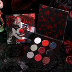 Horrorclown Eyeshadow Black Red,DE'LANCI 9 Colours Red Black Eyeshadow Palette,Eyeshadow Shimmer Glitter Red,Waterproof&Highly Pigmented,Goth Makeup,SFX Halloween Makeup,Vegetarianism