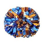 Lovecheer 2PCS Pom Poms Cheerleading Blue and Orange Metallic Cheer Pom Poms with Handle for Dance Party Sports Spirits