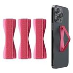 kwmobile Finger Holders for Smartphones - Set of 3 Self Adhesive Elasticated Finger Holder Straps for Phones - Metallic Pink/Metallic Pink/Metallic Pink