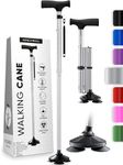HONEYBULL Walking Cane for Men & Women - Foldable, Adjustable, Collapsible, Free Standing Cane, Pivot Tip, Heavy Duty | Walking Sticks, Folding Canes for Seniors & Adults [Silver]