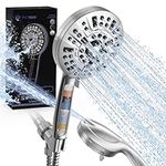 Pavezo High Pressure Shower Head Handheld 5" Large, Extra Long 70" SS Hose 10-Mode Portable Detachable Shower Head with Hard Water Filter for Bathroom, Anti-Clog & Powerful to Clean Tile & Pets