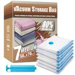 Space Saver Bags, Pack of 7 Medium Vacuum Storage Bags, Compressed Sealer Bags Storage for Clothes, Comforters, Beddings and Blankets with Hand Pump