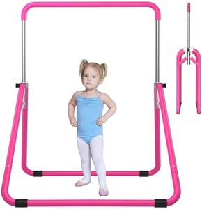 DOBESTS Gymnastics Bar, Adjustable Height Gymnastic Horizontal Bars, Kids Folding Expandable Gymnastic Training Kip Bar, Gymnastics Training Equipment for Home Gym Indoor Garden Outdoor