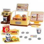 Coo11 25 pcs Kids Cash Register for Kids Pretend Cash Register Simulation Burger Set Sandwich Bar Coffee Shake Maker Machine Food Play Gift Age 3+ Years