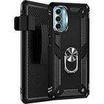 SaharaCase Military Kickstand Series Case Cover for Motorola Moto G 5G (2022) - Holder/Kickstand/Belt Clip - Rugged Protection Anti-Slip Grip Slim Fit (Black)