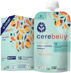 Cerebelly Organic Baby Food Pouches – 6+ Months Organic Veggie Pouches | 16 Nutrients, No Added Sugar, Non-GMO | Toddler Pouches | 4 Ounce BPA-Free Baby Pouches | Sweet Potato Mango | 12 Count