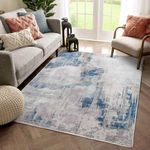 Rugs Living Room Grey Area Rugs for Bedroom Modern Abstract Rug Large Short Pile Rugs Carpet Non-Slip Soft Living Room Rugs Room Decor (Lake Blue/Grey/Beige, 120 x 170 cm)