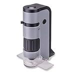 Carson MicroFlip 100x-250x LED and UV Lighted Pocket Microscope with Flip Down Slide Base and Smartphone Digiscoping Clip (MP-250)