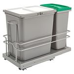 Rev-A-Shelf Undermount Pull Out 15 Qt Trash Can & 8 Qt Recycle Bin w/Soft-Close Slides, Reduced Depth & Reduced Height, 5SBWC-815S-1