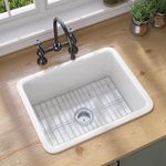 GETPRO White Undermount Bar Sink 24 X19 Fireclay Small Kitchen Sink Drop in Prep Sink Single Bowl RV Sink for Mobile Home Topmount Deep Farm Sink with Accessory
