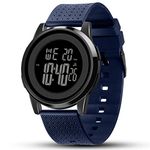 YUINK Mens Watch Ultra-Thin Digital Sports Watch Waterproof Stainless Steel Fashion Wrist Watch for Men Women (Black Navy-Blue)