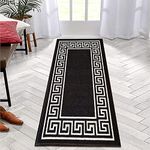 B&B Non-Slip Washable Large Entrance Door mat | 66 x 120 cm Outdoor and Indoor Dog Muddy Paws Floor Protector, Hallway, Bath and Kitchen Anti-Slip Mats - Greeky Rug - Black & White