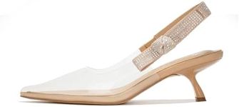 Cape Robbin Ardys Clear Heeled Slingback Kitten Heels for Women, Slingback Heels Women, Clear Kitten Heels - Clear Size 7.5