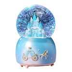 Castle Snow Globes Luminous Music Box Cartoon Christmas Snow House Automatic Spray Snowflake Rotating Crystal Ball with Color Changing LED Lights for Home Decoration Birthday Gift
