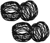 SKAVIJ Handmade Round Metal Mesh Napkin Rings Set of 4 for Dinner Parties, Dining Table Decoration Serviette Holder (Black)