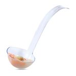 Clear Reusable Plastic Soup Ladle Spoon - Large Sturdy Punch Bowl Serving Spoon for Steaming Soups - BPA Free