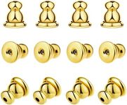 AIEX 12pcs Gold Earring Backs, Locking Bullet Earring Backings for Studs Women Hypoallergenic Earring Stoppers Jewelry Accessories for Valentine's Day Birthday, Party for Women Men Girls