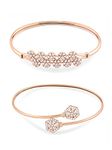 ZAVERI PEARLS Set of 2 Rose Gold Contemporary Cubic Zirconia Brass Kada Style Bracelet For Women-ZPFK11116