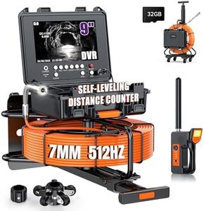 Hialemi Portable 9'' Sewer Camera with Locator - 7MM/300Ft/91.5M Self Leveling Drain Camera & 512Hz Sonde & Meter Counter & 5X Zoom - 145° Plumbing Pipe Inspection Cam - 1080P IPS Screen & DVR 32GB