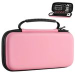 MoKo Carry Case for Nintendo Switch and New Switch OLED Console, Hard Shell Portable Travel Carry Case w/10 Game Card Slots for Switch and other Accessories, Pastel Pink