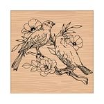 CRASPIRE Wooden Stamp Love Birds on Flowers Decorative Wood Stamps Vintage Wood Mounted Rubber Stamps for Card Making DIY Art Crafts Scrapbooking Journal Diary Letter Planner