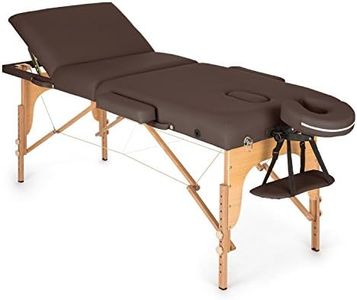 Klarfit MT 500 Massageliege - Massagetisch mit Armlehnen & Kopfstütze, Massageliege Klappbar mit 10-stufiger Rückenlehne, verstellbare Fußstützen, Gesichtsloch, 10 cm Polsterung, braun