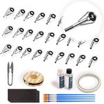 Rod Tip Repair Kit with Glue,Complete Supplies for Freshwater & Saltwater Fishing Pole Eyelets Replacement with Rod Building Epoxy Finish,Tip Guide Rings and Wrapping Thread