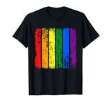 Mens Distressed Retro LGBTQ Pride Rainbow Pride Flag T-Shirt