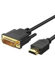 ETZIN DVI to HDMI Cable, 5ft HDMI Male to DVI-D Male Bi-Directional Adapter Cable, HDMI to DVI-D 24+1 High Speed Cable Support 1080P HD for Raspberry Pi, Roku, Xbox One, PS5(DVI to HDMI) EPL-1203H