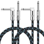 Sovvid 6FT Instrument Cable 2 Pack - Electric Guitar & Bass Cable with Right Angle 1/4 Inch Connector - Black & Blue