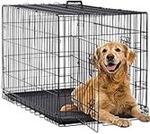 BestPet 48 inch 42 inch Large Dog Crate Dog Cage Dog Kennel Metal Wire Double-Door Folding Pet Animal Pet Cage with Plastic Tray and Handle (42")