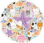 20-Piece Mermaid Cat Stickers Set - Whimsical Vinyl Decals for Laptops, Water Bottles, Scrapbooks - Perfect for Fantasy & Animal Lovers