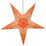 Om Gallery Paper Starlight 24 Inch - Handcrafted Hanging Star Lantern with 100% Recycled Paper - Large Star Lamp with 12-Foot UL Approved Light Cord Included - Fair Trade Artisan Decor - Lion